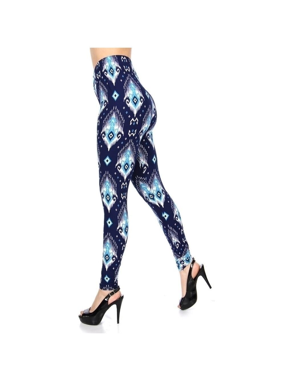 LEGGINGS DEPOT Blue & White Abstract Print Full length Leggings Size 2-10 NWT
